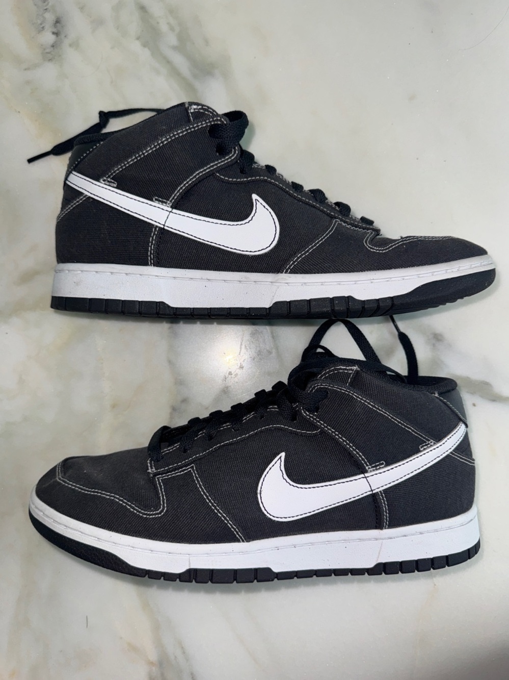 Nike Black High-Top Canvas Sneakers with White Stitching